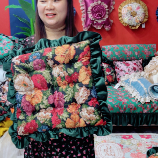 提花花边坐垫